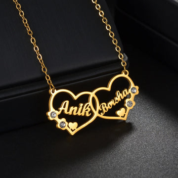 Two Names Heart Necklace – Personalized Couple Gift