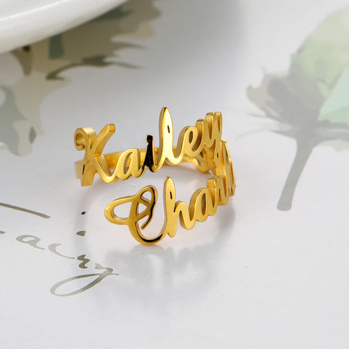 Custom Name Ring in Two Names – custom name ring