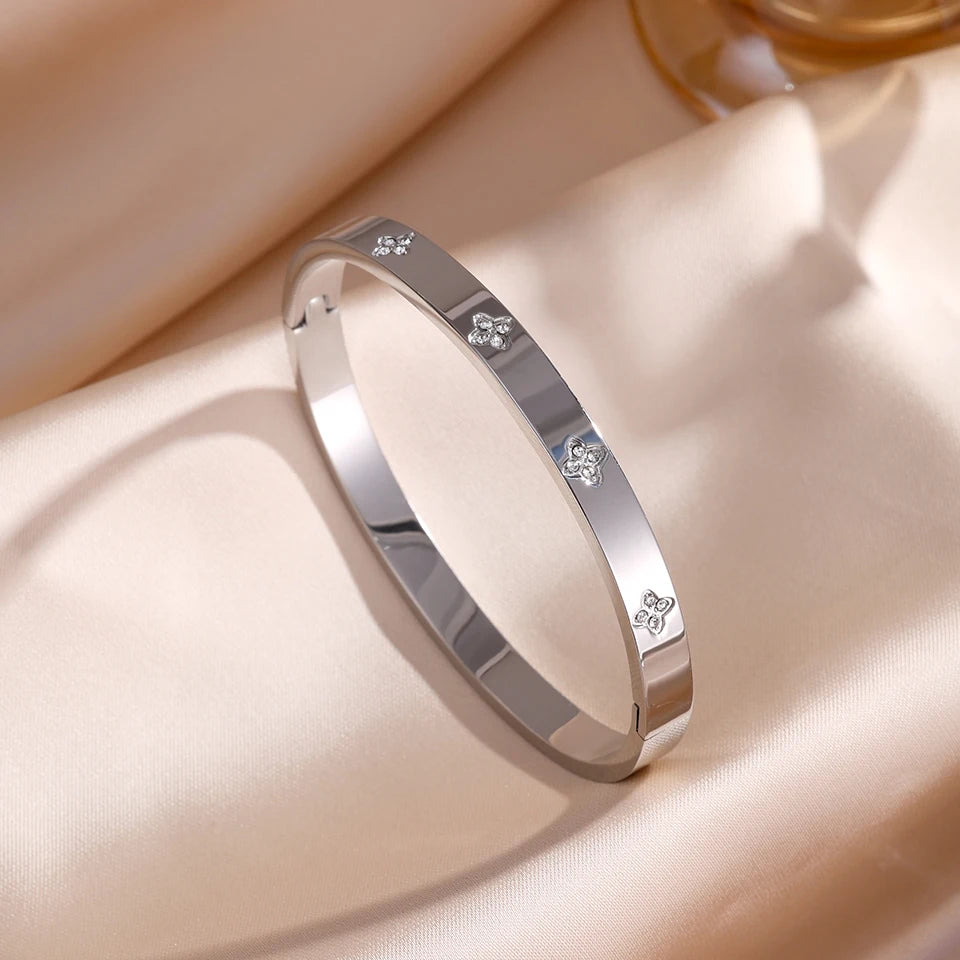 Zirconia Stainless Steel Bracelet Set