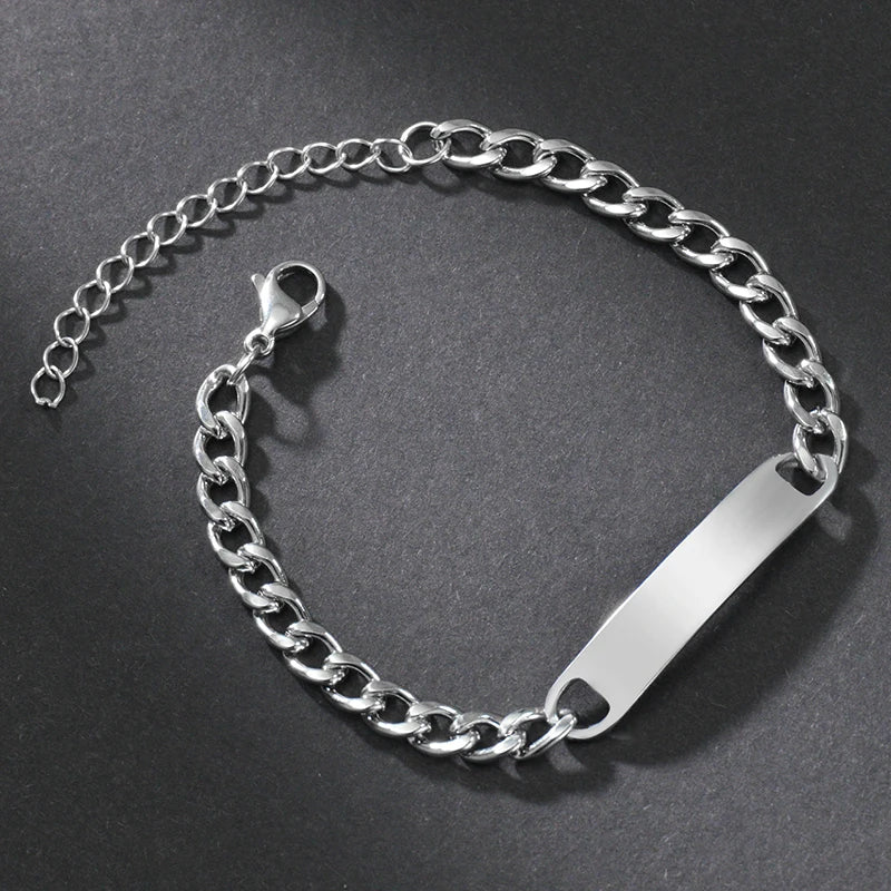 Engraved Name Bracelet for Men in Silver, One side – Personalized Gift for Him