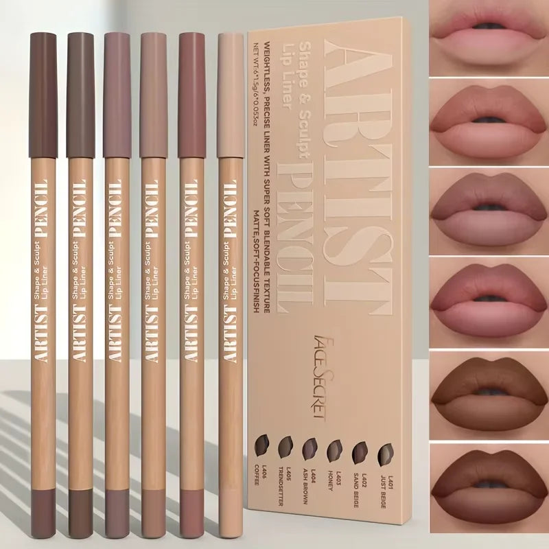 Velvet Matte Lip Liner Set (6 Pencils)