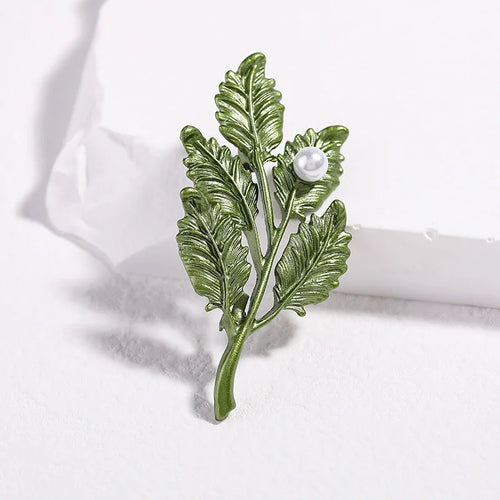 Vintage Enamel Flower Brooch in Fern & Pearl – enamel flower brooch
