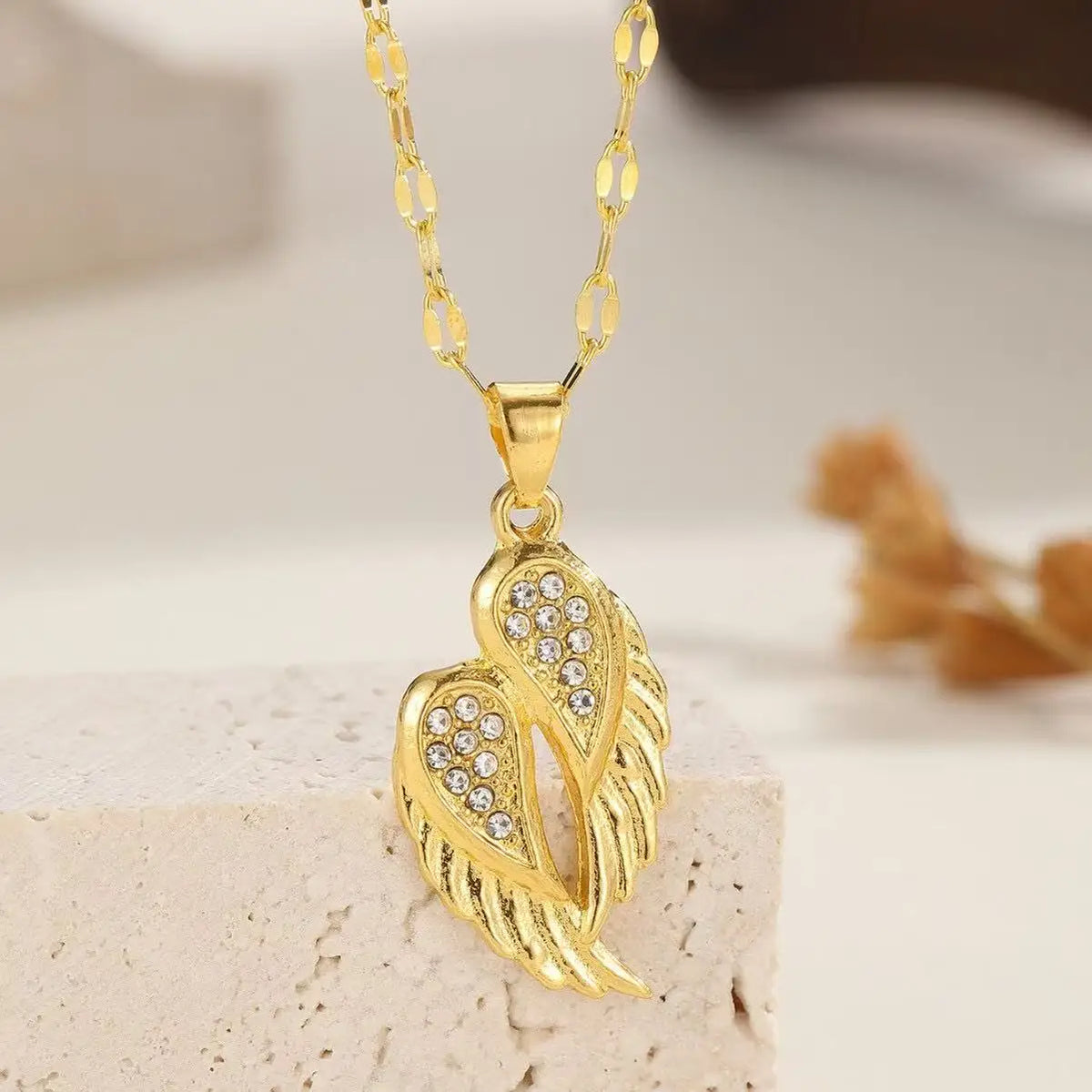 Angel Wing Heart Pendant Necklace in Wings Embrace – angel wing heart necklace