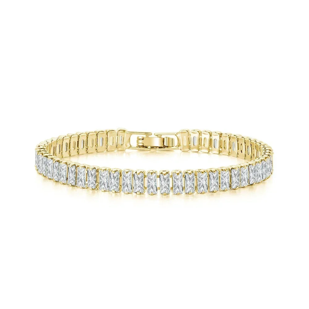Square-Cut Tennis Bracelet in Gold & White – square-cut tennis bracelet