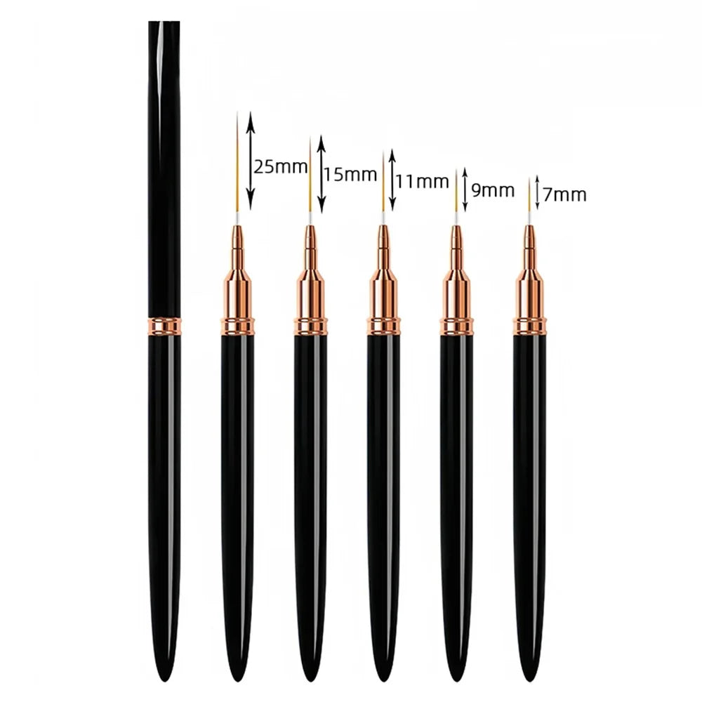 Nail Art Liner Brush Set (5 Pieces) in Black – DIY Manicure