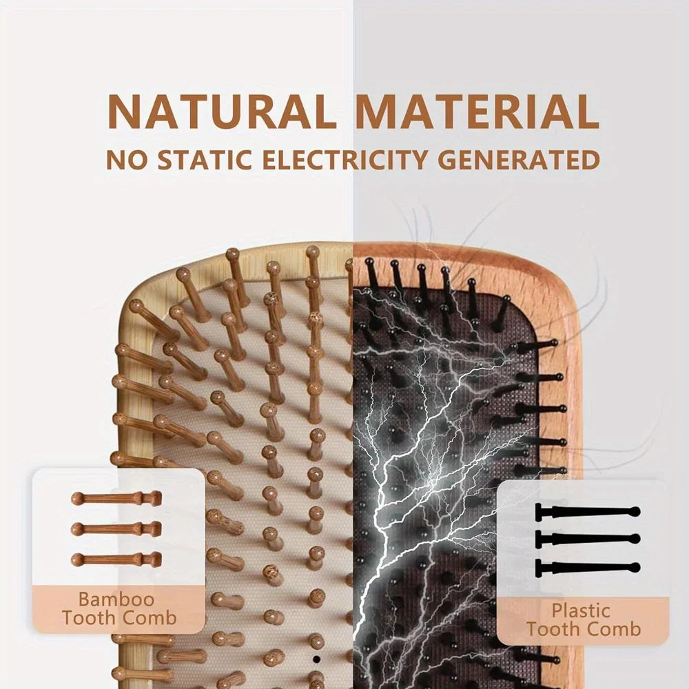Bamboo Paddle Hair Brush – Detangling Scalp Brush, photo 3