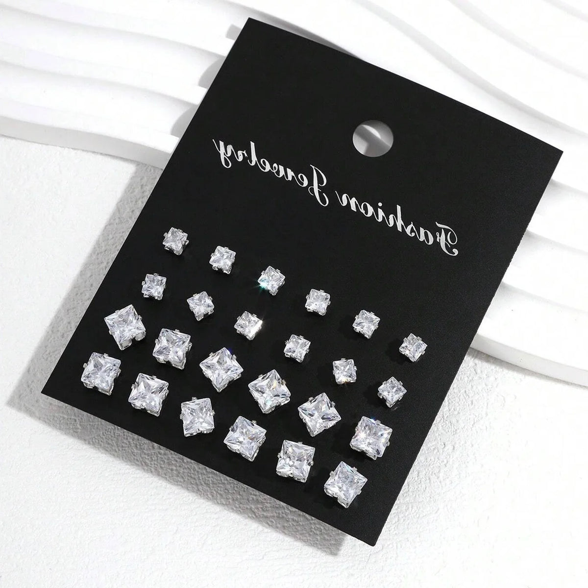 12-Pair Zirconia Stud Earrings Set