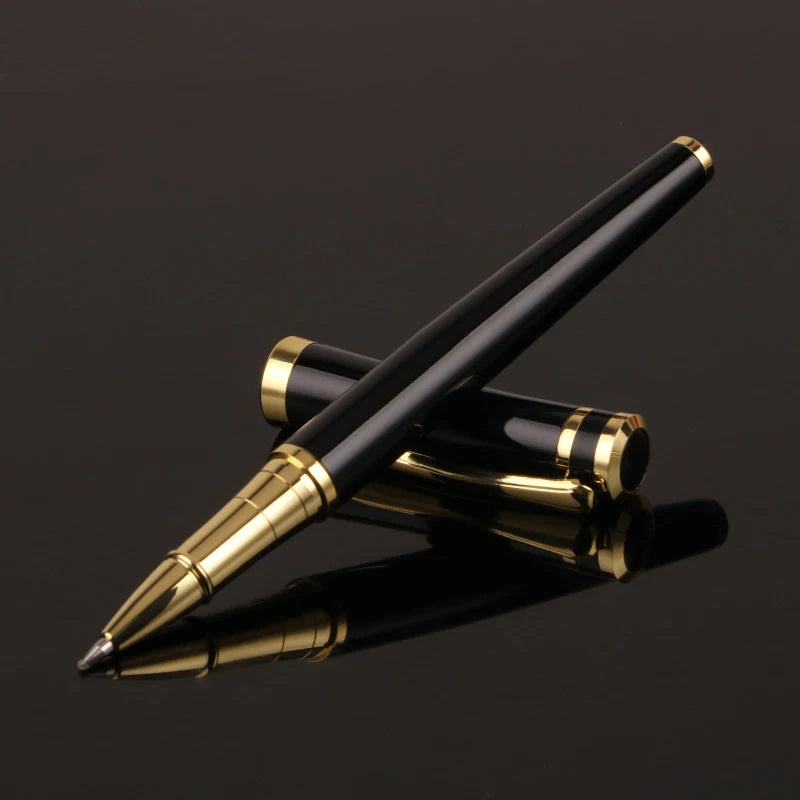 Engraved Name Metal Ballpoint Pen in Black & Gold – engraved name pen