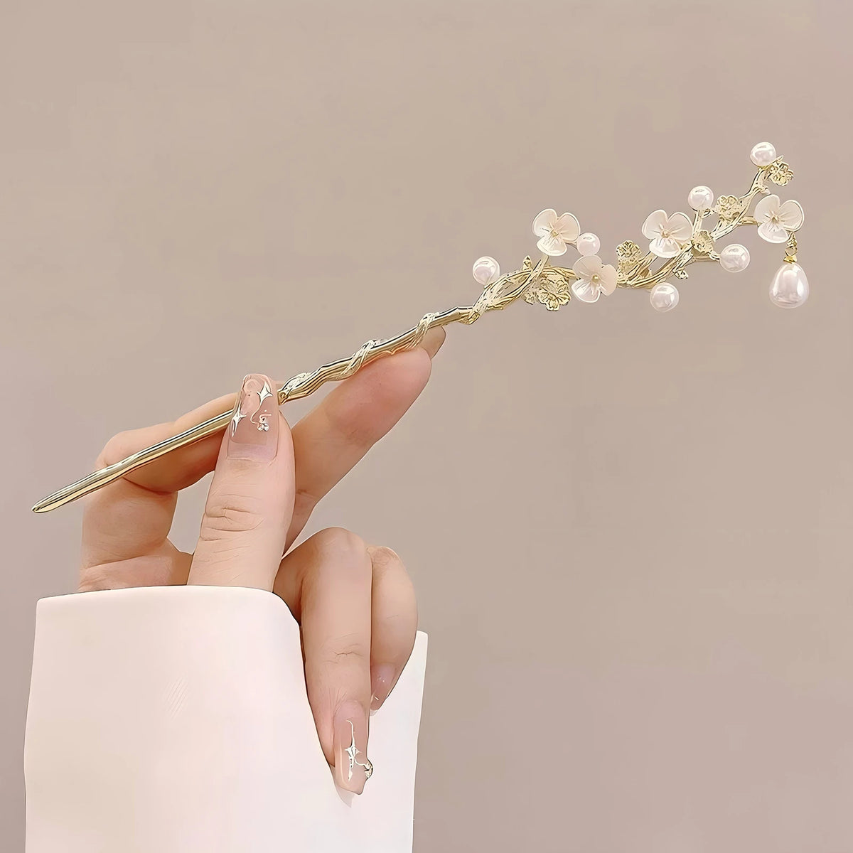 Tassel Hair Stick in Pearl Branch – Flower & Pearl Hair Accessory