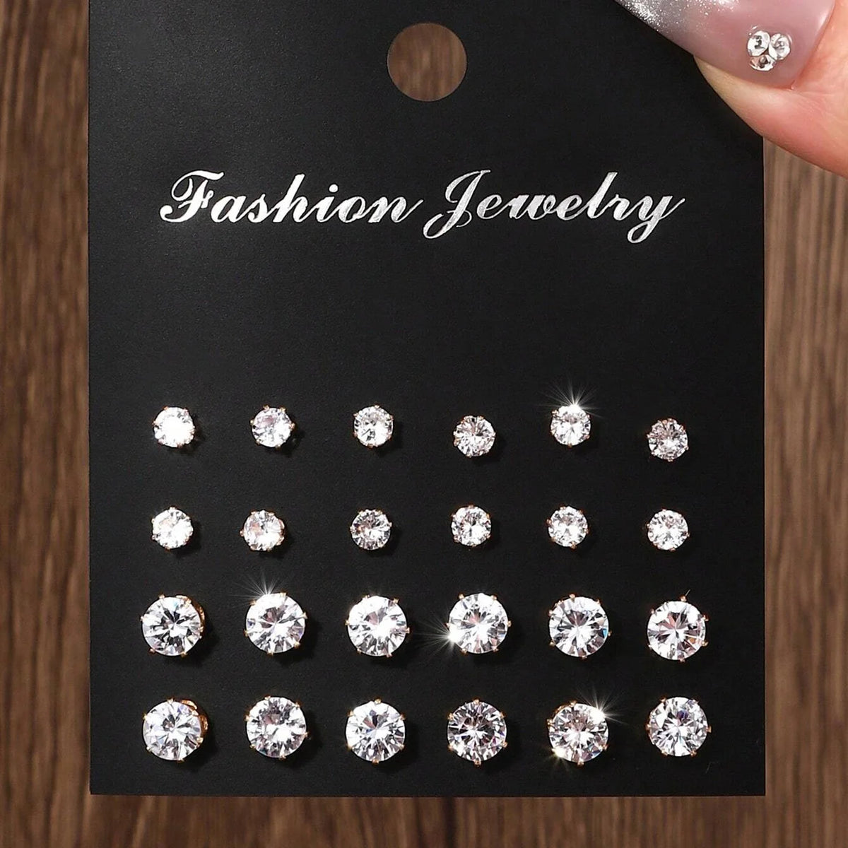 12-Pair Zirconia Stud Earrings Set