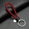 Braided Leather Keychain in Black & Red – braided leather keychain