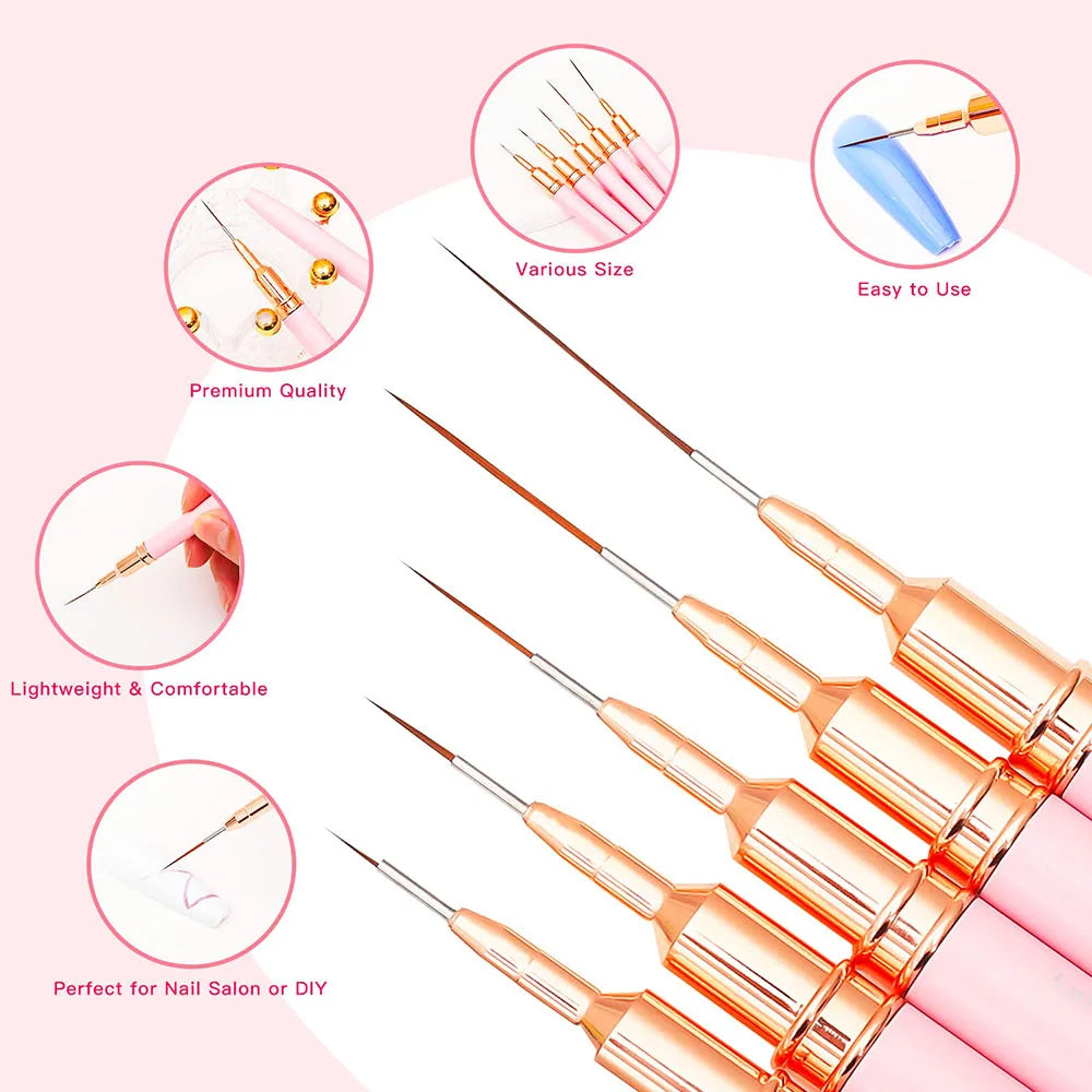 Nail Art Liner Brush Set (5 Pieces) – DIY Manicure, photo 2