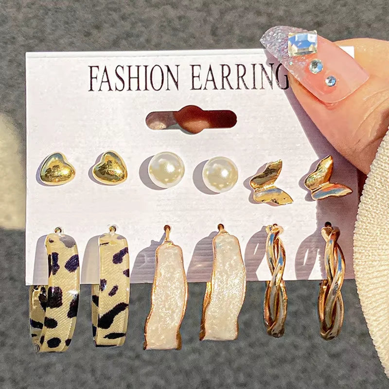 Gold Hoop Earrings Set in Tortoiseshell Mix – Mix & Match Gift for Her