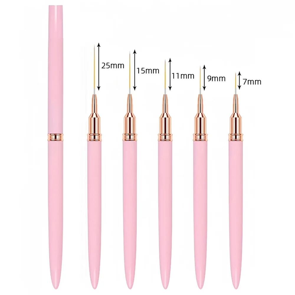 Nail Art Liner Brush Set (5 Pieces) in Pink – DIY Manicure