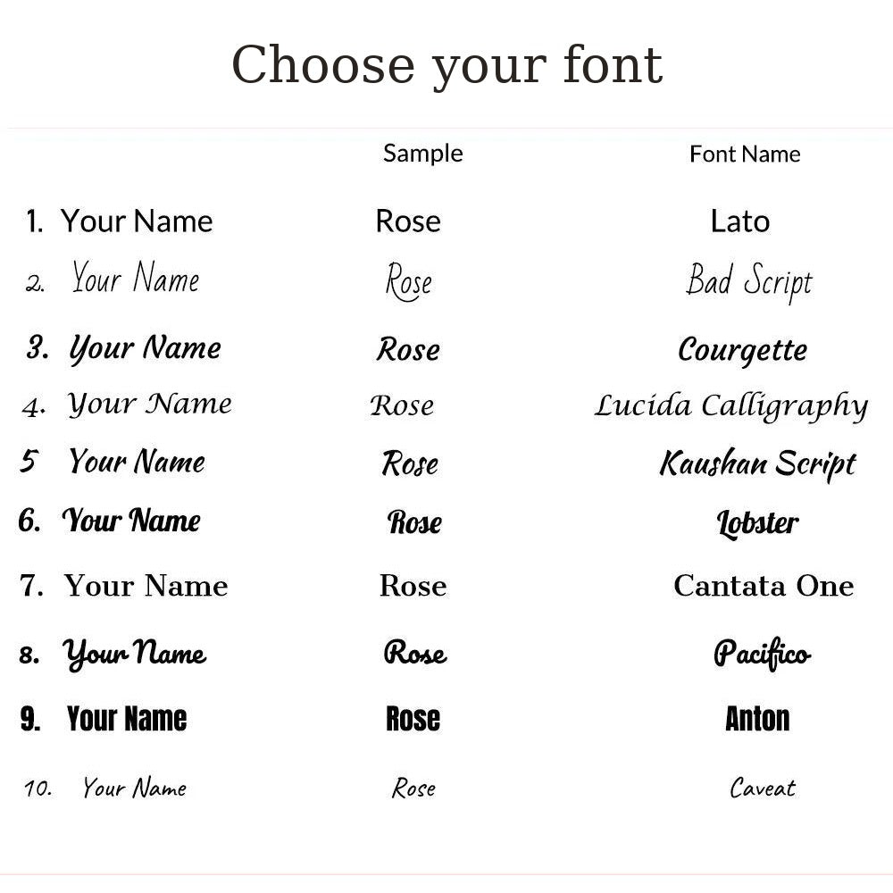 Engraved Money Clip font chart – 1 to 10 font samples