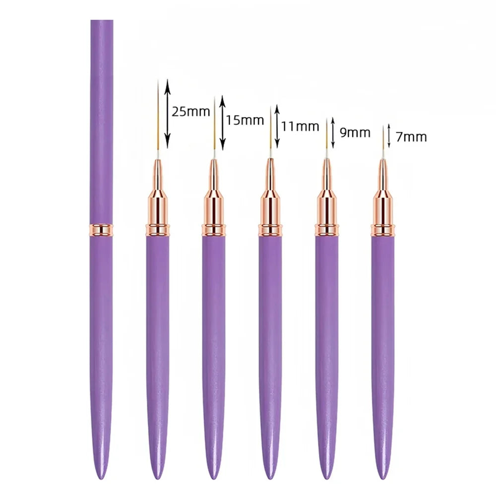 Nail Art Liner Brush Set (5 Pieces) in Purple – DIY Manicure