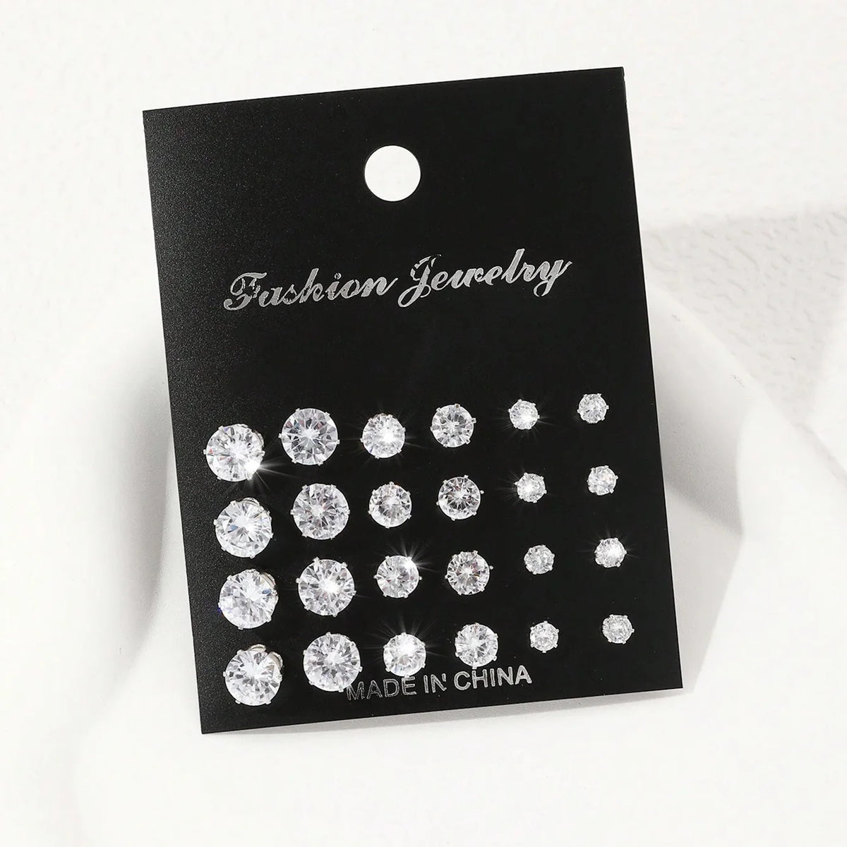 12-Pair Zirconia Stud Earrings Set