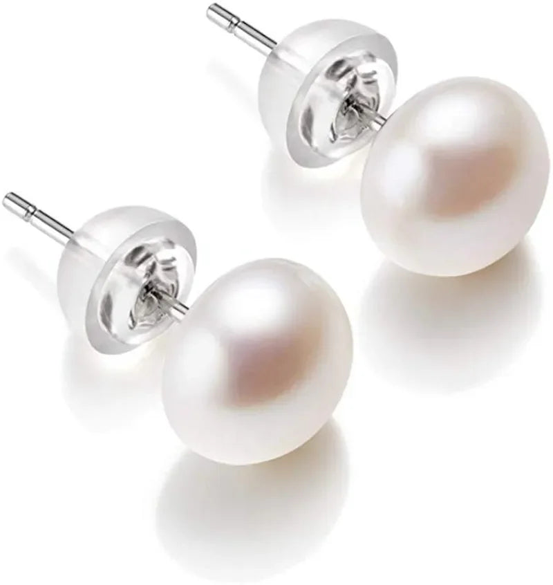 Freshwater Pearl Stud Earrings in Silver – freshwater pearl earrings