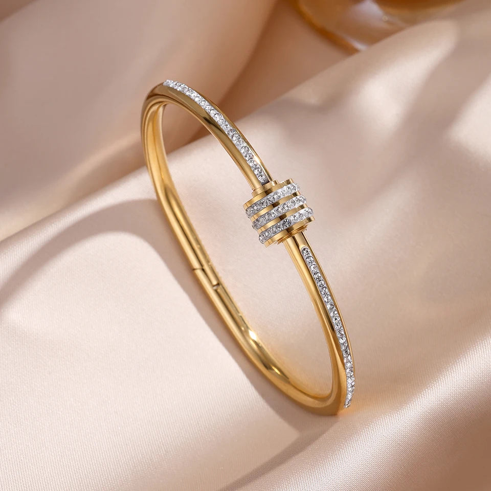 Zirconia Stainless Steel Bracelet Set
