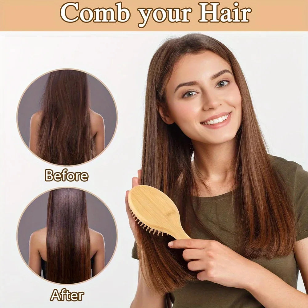 Bamboo Paddle Hair Brush – Detangling Scalp Brush, photo 5