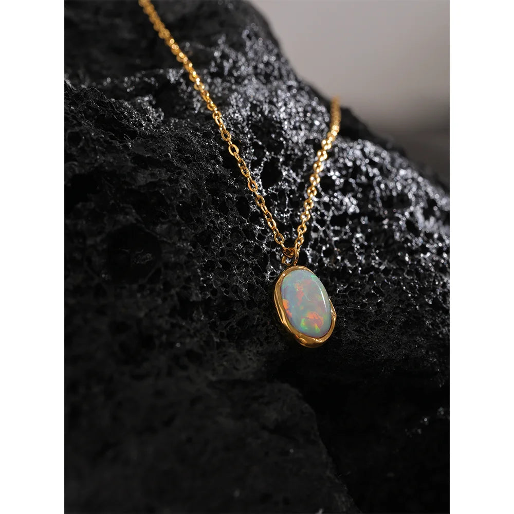Opal Oval Pendant Necklace – opal pendant necklace, photo 1