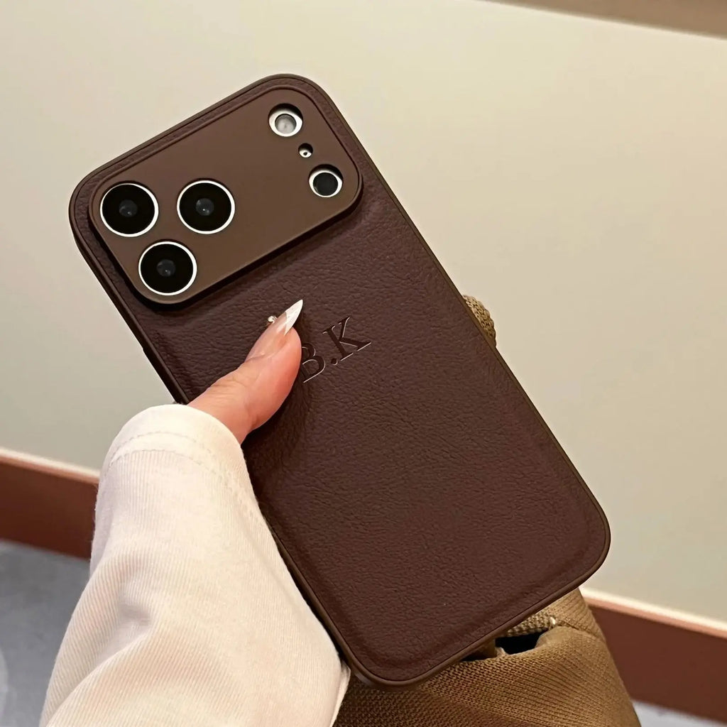 Engraved Initials Leather iPhone Case – engraved initials phone case, photo 3