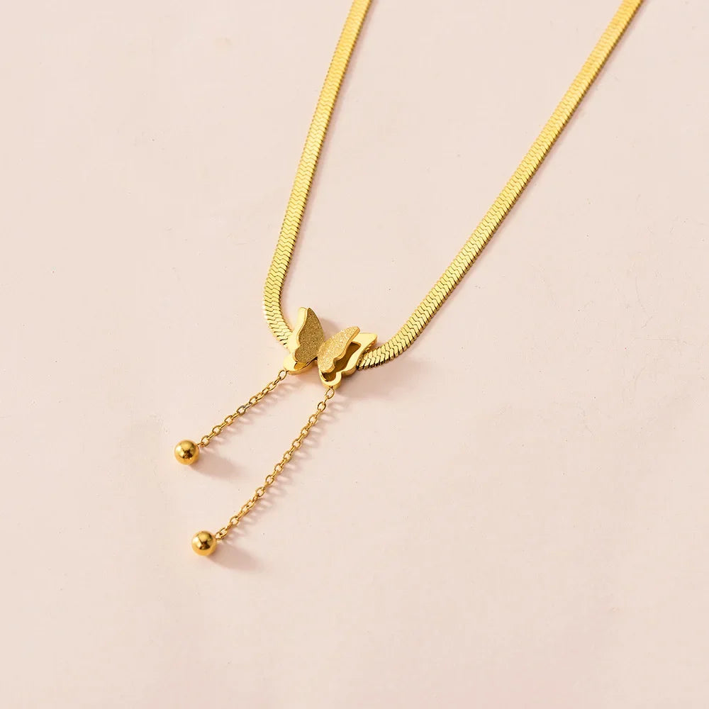 Gold Butterfly Tassel Necklace – gold butterfly necklace, photo 1