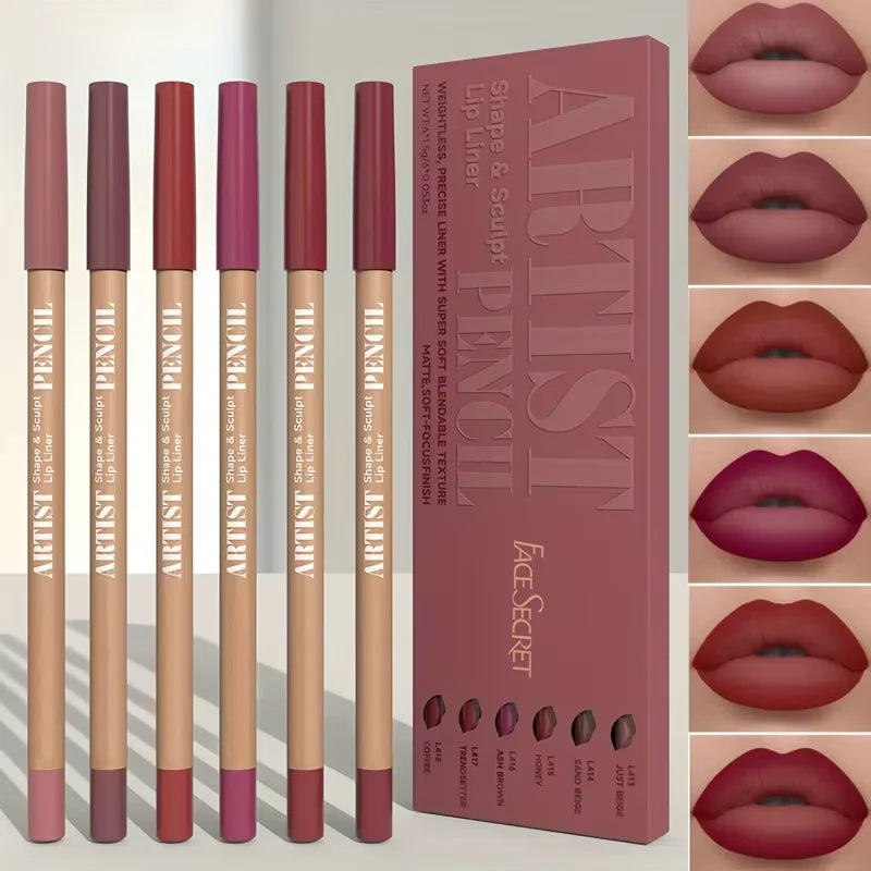 Velvet Matte Lip Liner Set (6 Pencils)