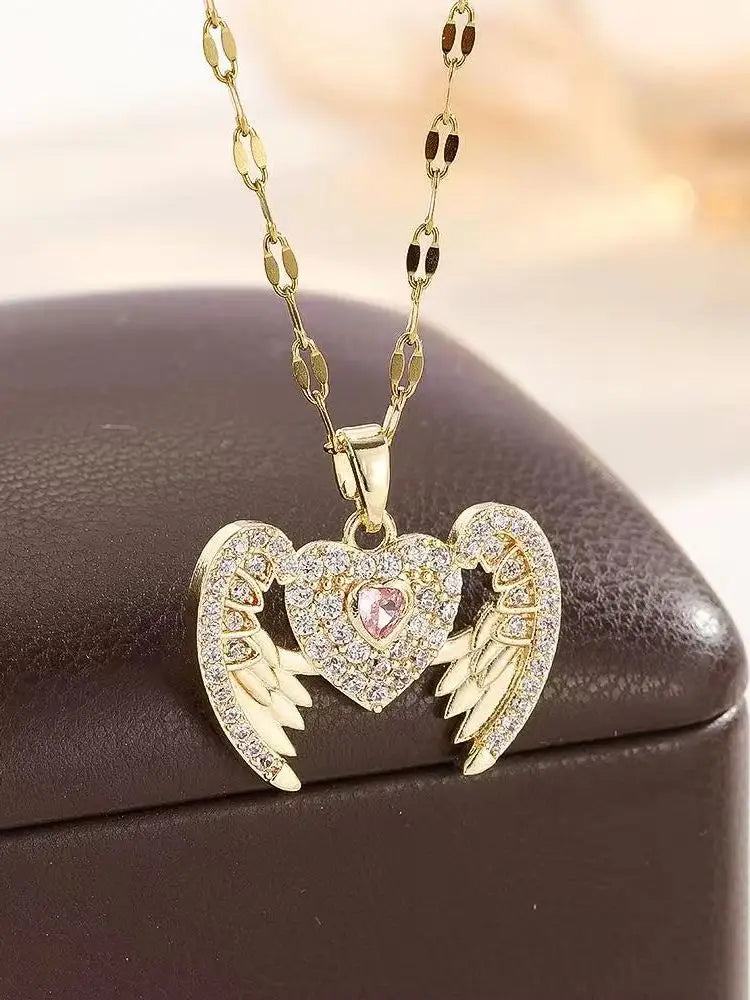 Angel Wing Heart Pendant Necklace in Winged Heart – angel wing heart necklace