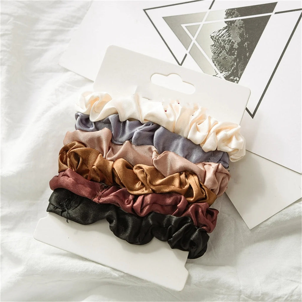 Satin Scrunchies Set (6 Pieces) – Gentle Hair Ties, photo 2