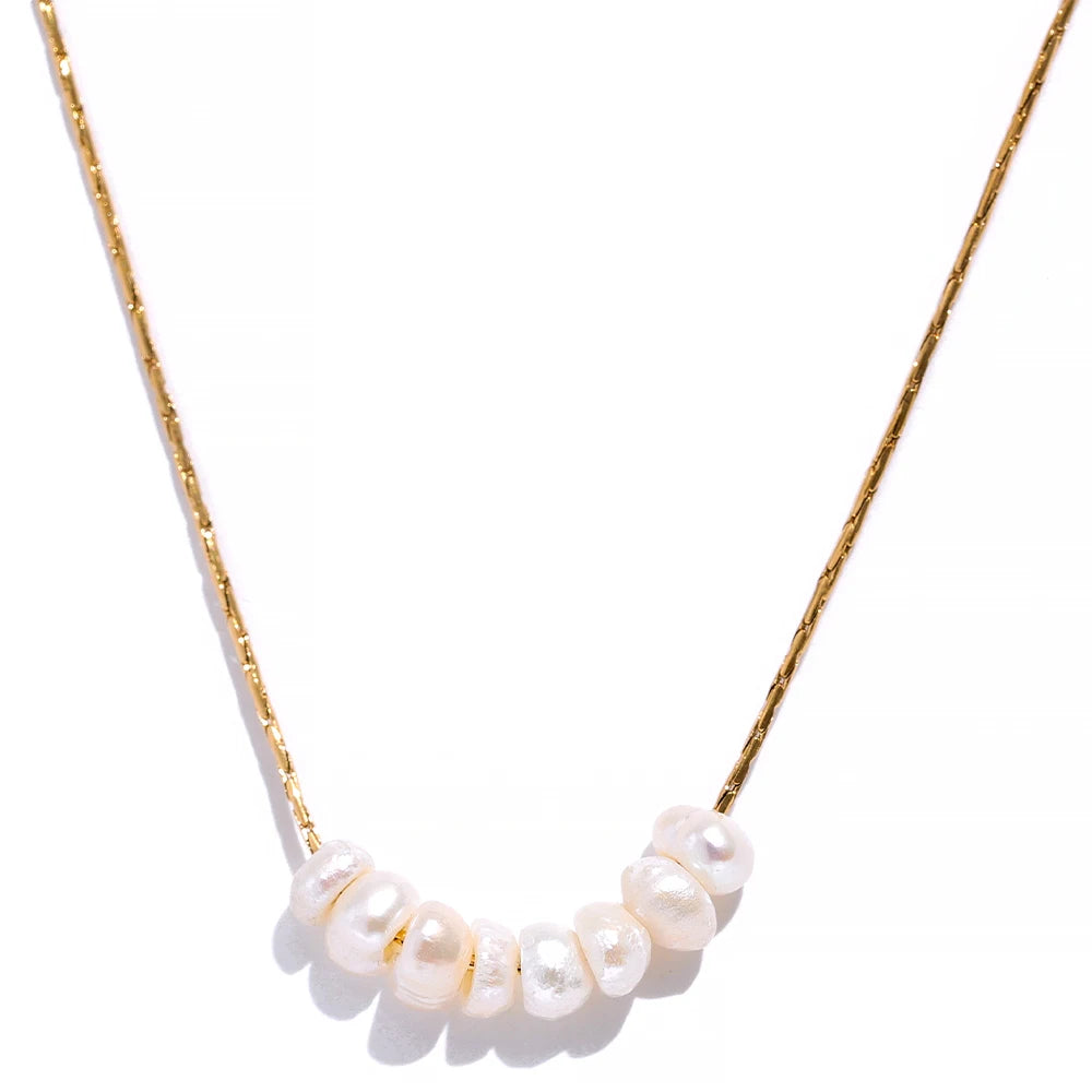 Freshwater Pearl Cluster Necklace in Pearl Cluster – Gold – freshwater pearl necklace