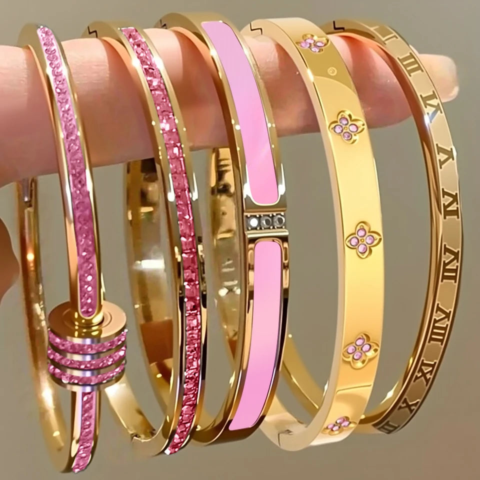 Zirconia Stainless Steel Bracelet Set