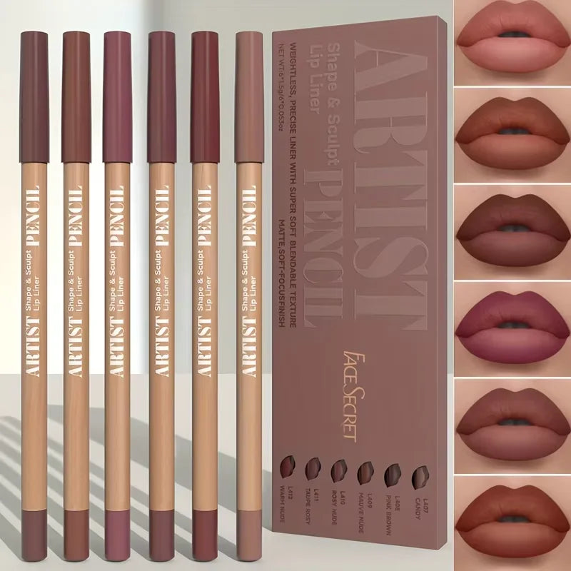 Velvet Matte Lip Liner Set (6 Pencils)