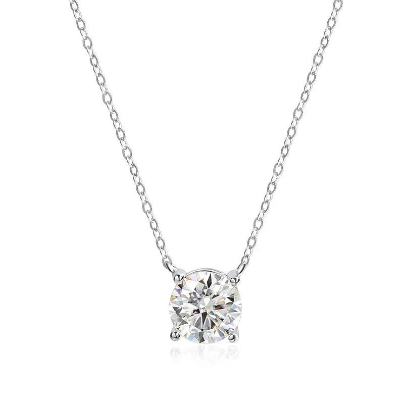 Moissanite Solitaire Pendant Necklace in Silver – moissanite solitaire necklace