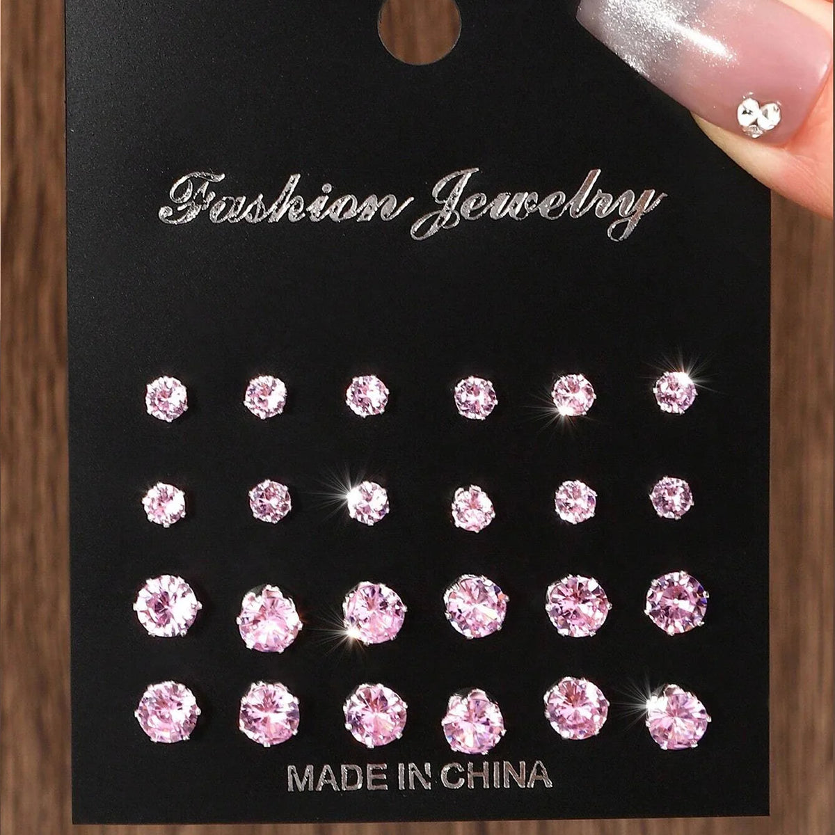 12-Pair Zirconia Stud Earrings Set