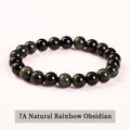 Men's Natural Stone Bead Bracelet in Rainbow Obsidian – natural stone bead bracelet men