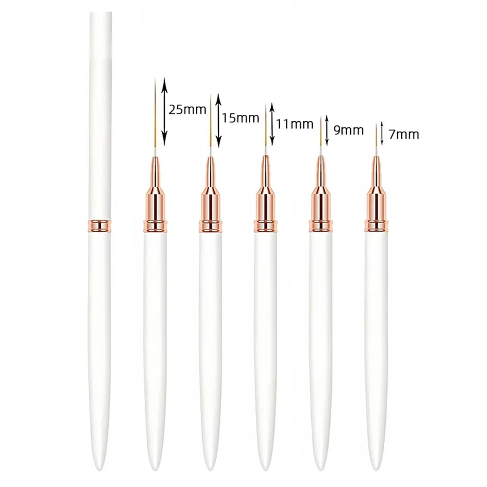 Nail Art Liner Brush Set (5 Pieces) in White – DIY Manicure