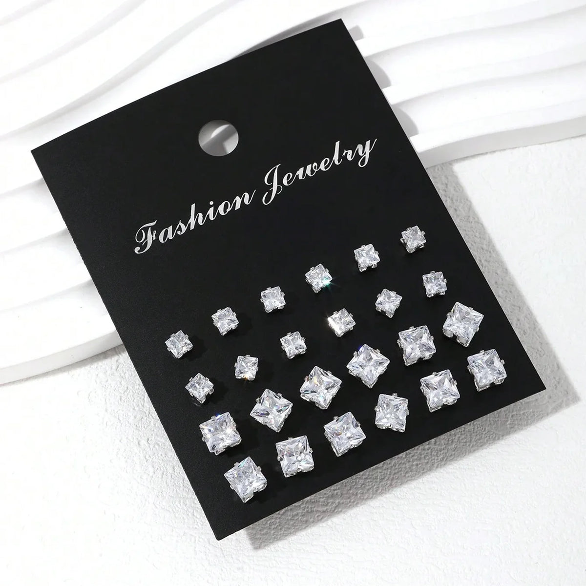 12-Pair Zirconia Stud Earrings Set