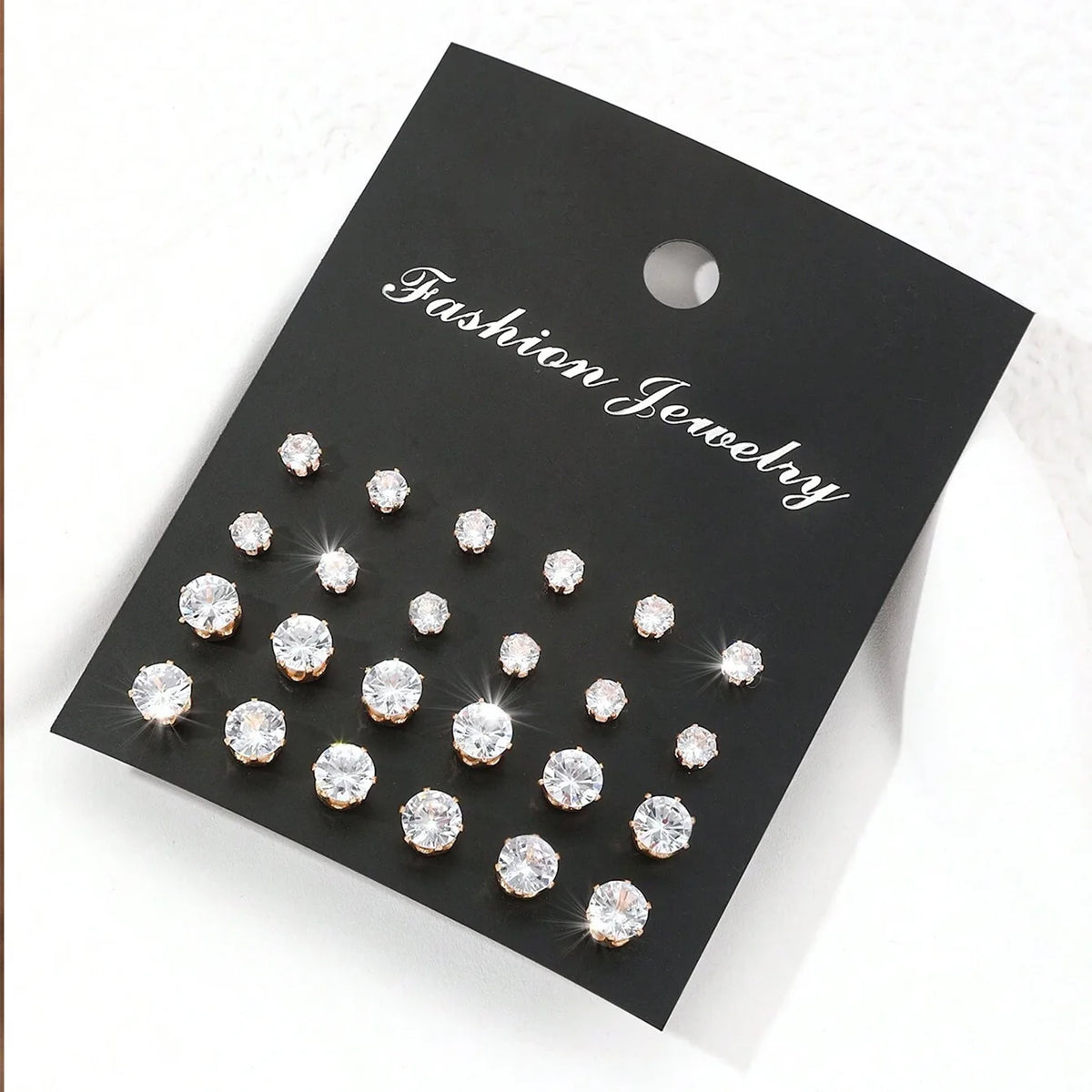 12-Pair Zirconia Stud Earrings Set