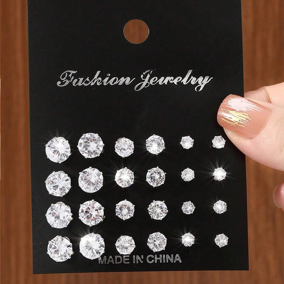 12-Pair Zirconia Stud Earrings Set