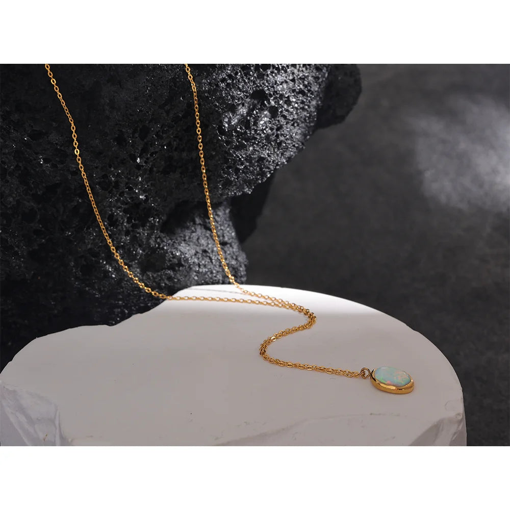 Opal Oval Pendant Necklace – opal pendant necklace, photo 2