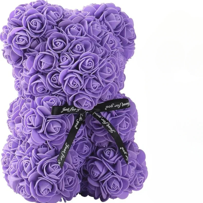 Eternal Rose Teddy Bear (25 cm) in Purple – Anniversary Gift
