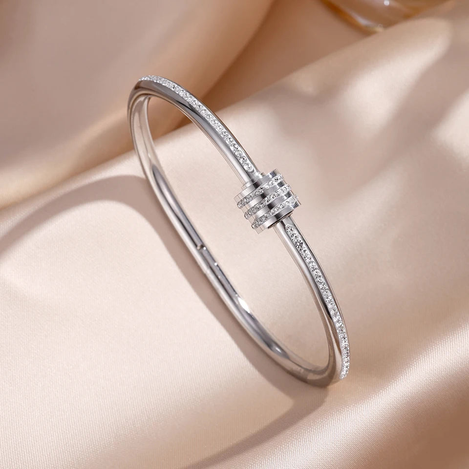 Zirconia Stainless Steel Bracelet Set