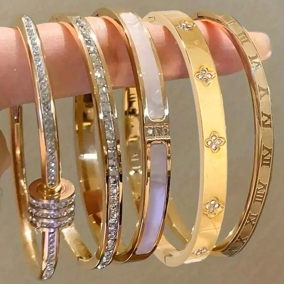 Zirconia Stainless Steel Bracelet Set