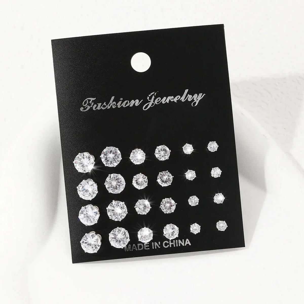 12-Pair Zirconia Stud Earrings Set