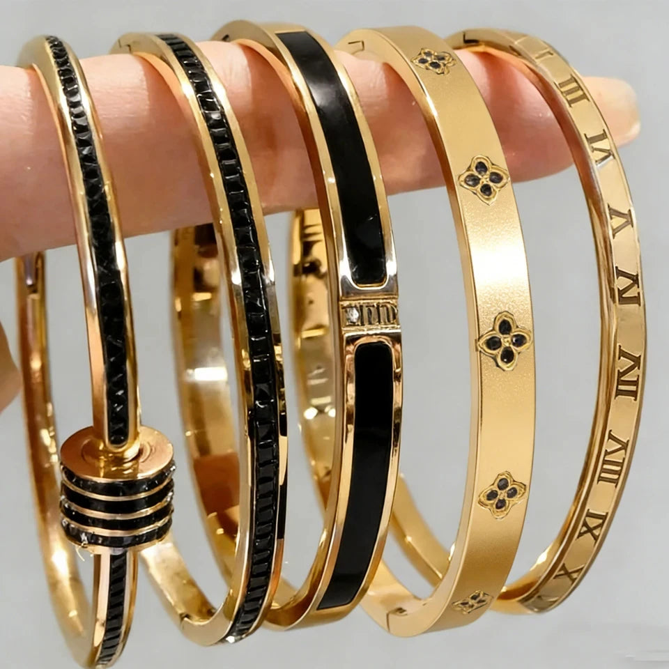 Zirconia Stainless Steel Bracelet Set