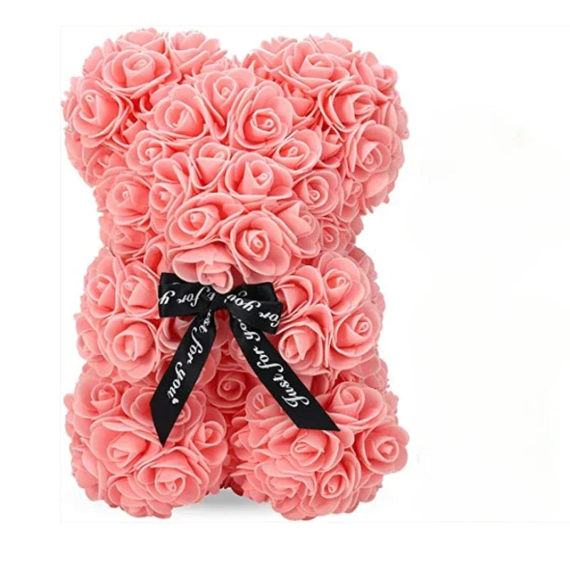Eternal Rose Teddy Bear (25 cm) in Pink – Anniversary Gift