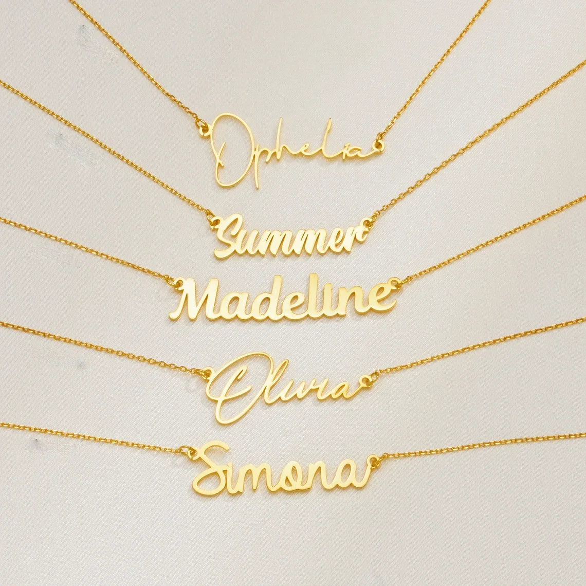 Custom Script Name Necklace – 18 Script Fonts + Hebrew