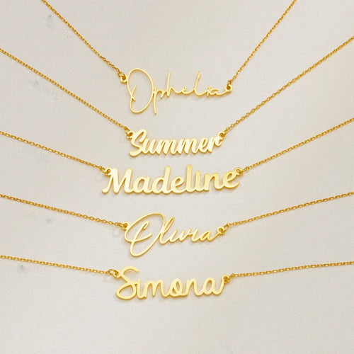 Custom Script Name Necklace – 18 Script Fonts + Hebrew