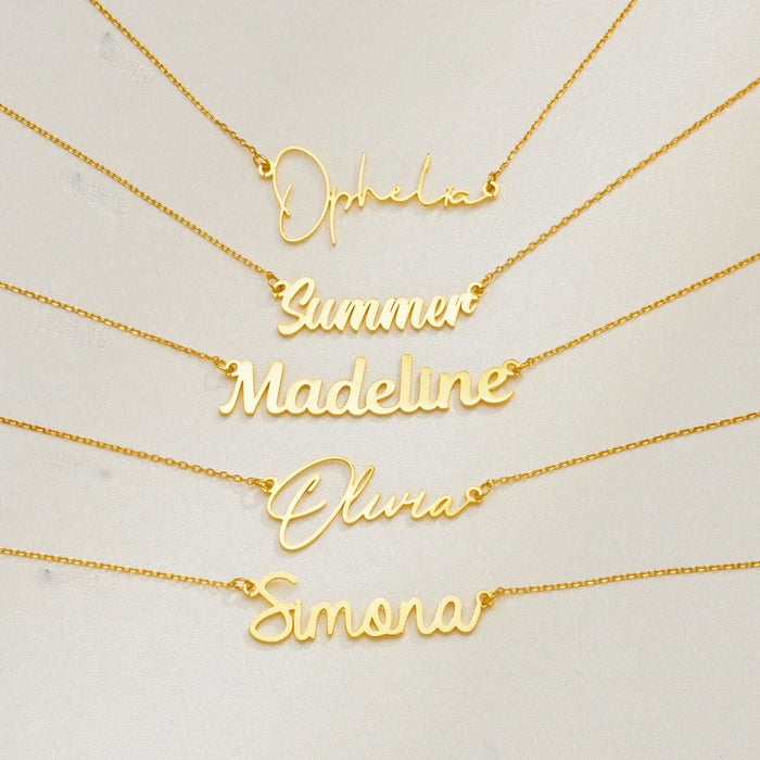 Custom Script Name Necklace – 18 Script Fonts + Hebrew